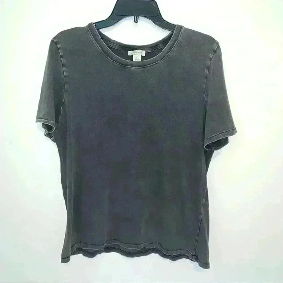 Sundance Gray Black Space Dye Distressed Cotton Relaxed Fit Tee Shirt Large - Picture 1 of 9